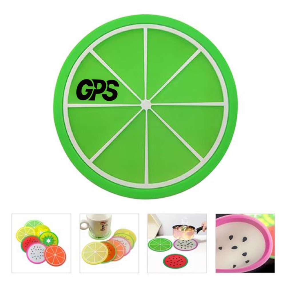 3 3/8 " Colorful Fruit Silicone Drinks Coasters