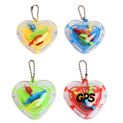 2 3/8 " Heart Shape Keychain With 3D Puzzle Toy