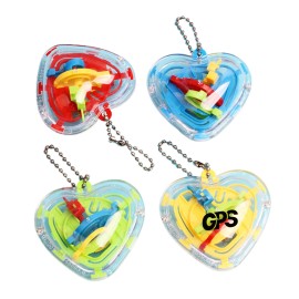 2 3/8 " Heart Shape Keychain With 3D Puzzle Toy