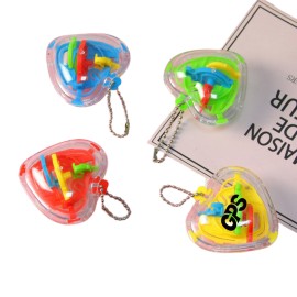 2 3/8 " Heart Shape Keychain With 3D Puzzle Toy