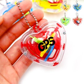 2 3/8 " Heart Shape Keychain With 3D Puzzle Toy