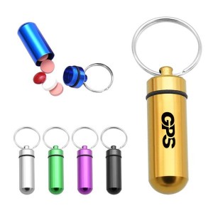 1 7/8 " Aluminium Alloy Pill Case With Keychain