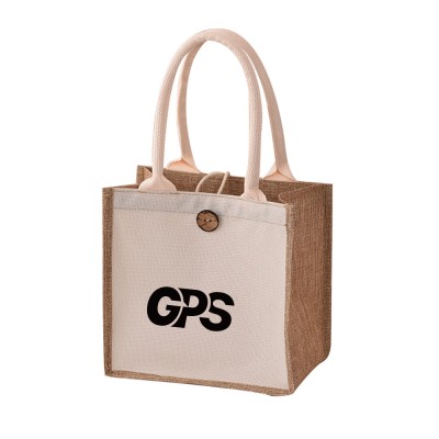 10 " Jute Cotton Laminated Tote Bag