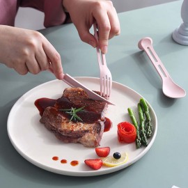 3-in-1 Eco-friendly Portable Wheat Straw Travel Cutlery Set