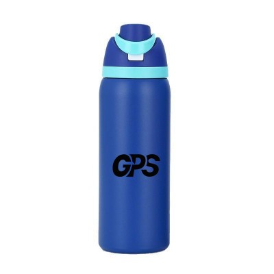 24OZ Double Layer Stainless Steel Portable Thermos Cup With Straw
