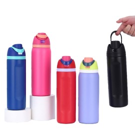 24OZ Double Layer Stainless Steel Portable Thermos Cup With Straw