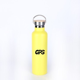 750ml matte paint double wall sport water bottle with bamboo handle lid