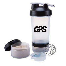 450ml plastic shaker bottle with SS shaker ball and storage for protein powder