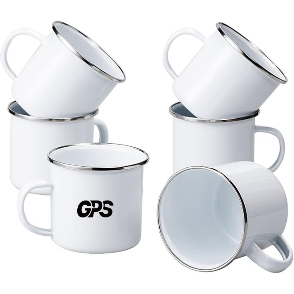12OZ enaml mug with stainless steel rim