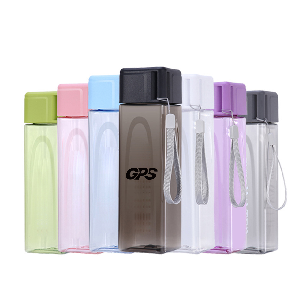 500ml Square shaper water bottle bottle with rope