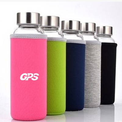 500ml High borosilicate glass water bottle with cloth cover