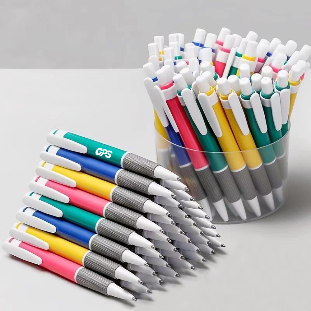 Plastic ballpoint pen press type with custom logo