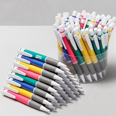 Plastic ballpoint pen press type with custom logo