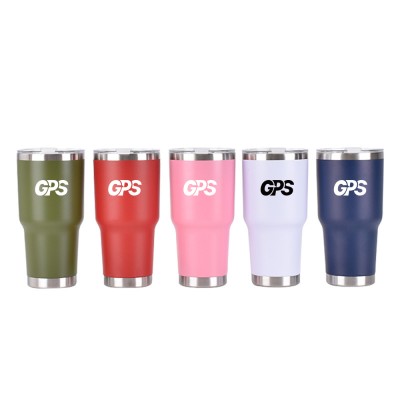 30 oz Idouble wall stainless steel coffee cups with lid and powder coating
