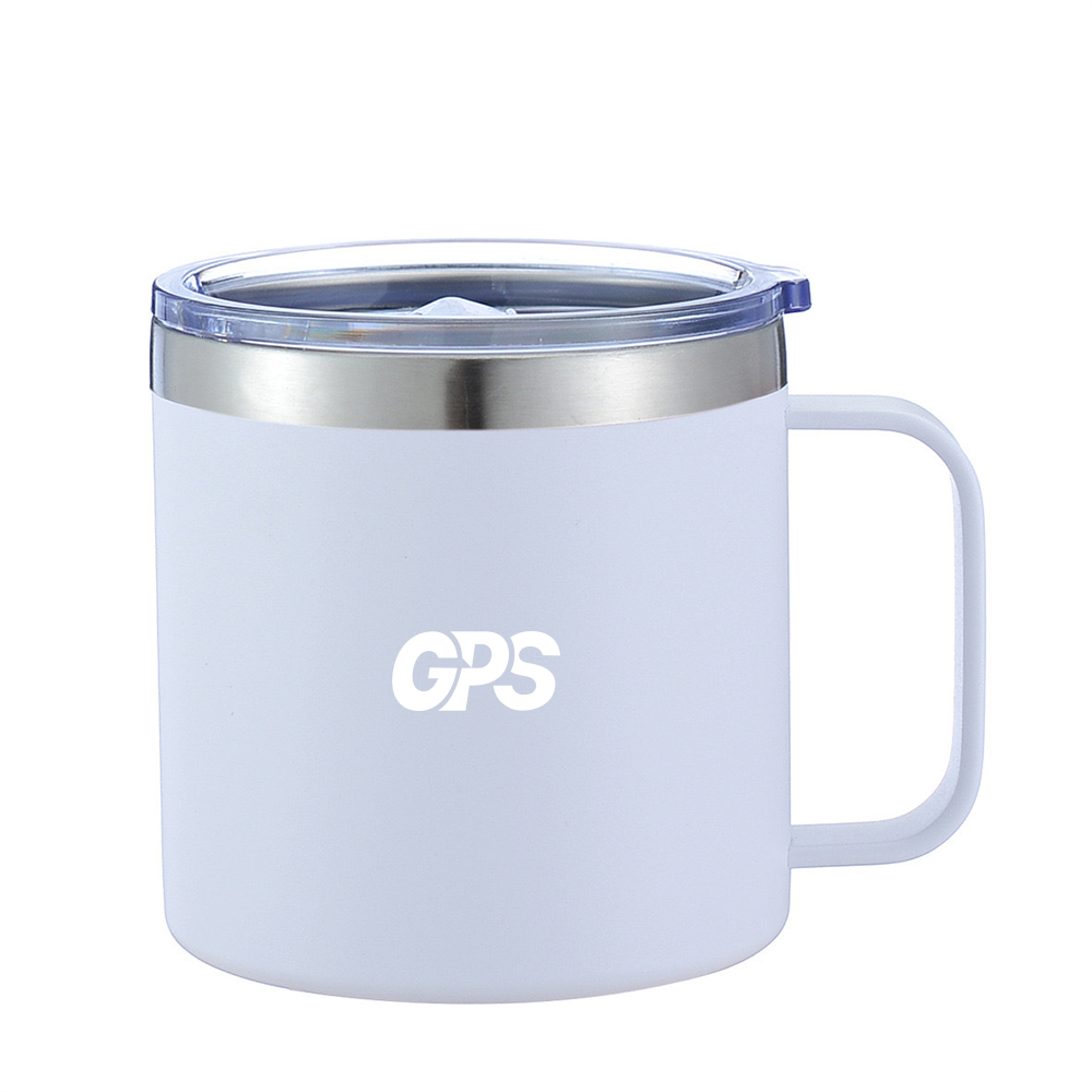 12oz Powder-Coated Stainless Steel Insulated Travel Mug with Handle