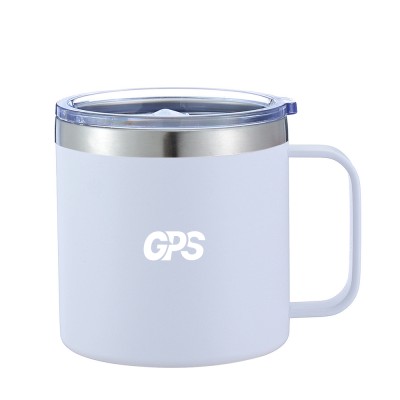12oz Powder-Coated Stainless Steel Insulated Travel Mug with Handle