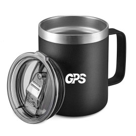 12oz Powder-Coated Stainless Steel Insulated Travel Mug with Handle