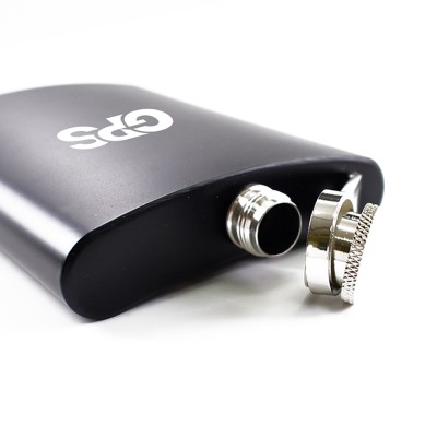 8OZ black color single wall hip flask
