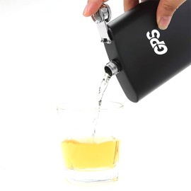 8OZ black color single wall hip flask