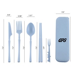 6-in-1 Wheat Straw Portable Tableware Set