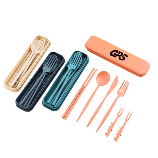 6-in-1 Wheat Straw Portable Tableware Set