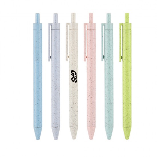 Eco- Friendly Retractable Wheat Straw Ballpoint Pen