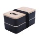 Eco-Friendly Bamboo Lid Bento Double Decker With Wheat Tableware