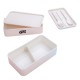 Eco-Friendly Bamboo Lid Bento Double Decker With Wheat Tableware