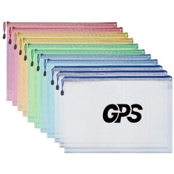 4A PVC Grid Transparent Zipper Stationery Bag