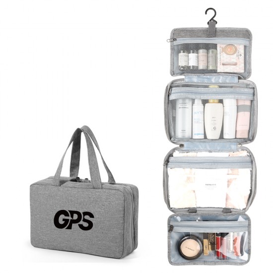 4 Sections Foldable Hanging Toiletry Bag Travel Organizer