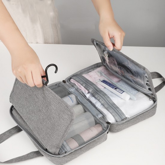 4 Sections Foldable Hanging Toiletry Bag Travel Organizer