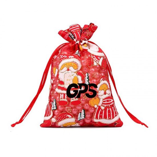 7 " Christmas Patterned Drawstring Gauze Bag