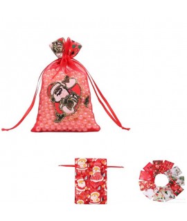 7 " Christmas Patterned Drawstring Gauze Bag