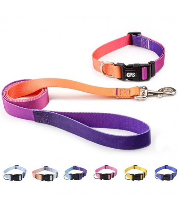 3/4 " Width Gradient Nylon Pet Collar with Traction Rope