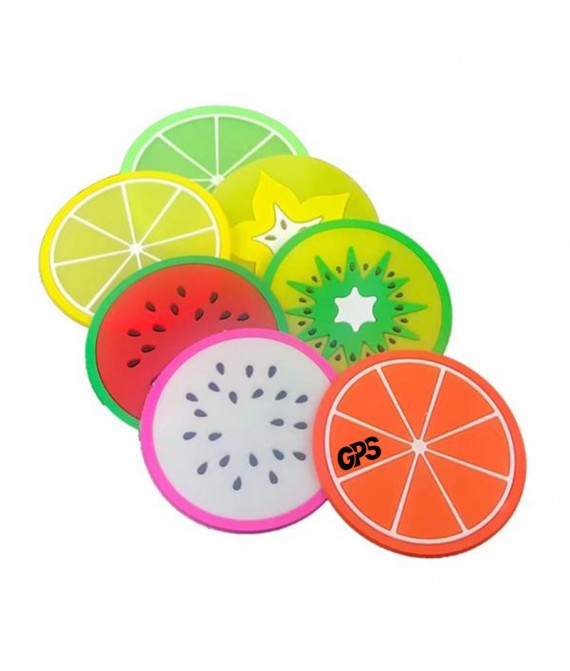3 3/8 " Colorful Fruit Silicone Drinks Coasters