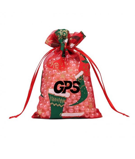 7 " Christmas Patterned Drawstring Gauze Bag