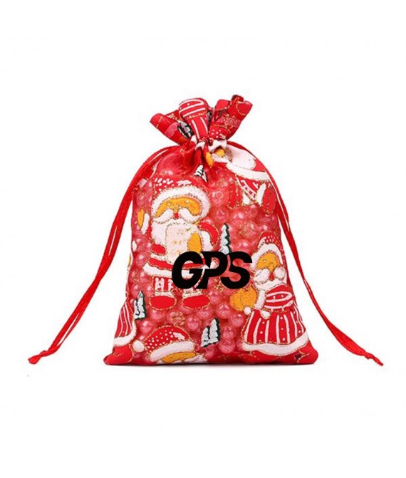 7 " Christmas Patterned Drawstring Gauze Bag