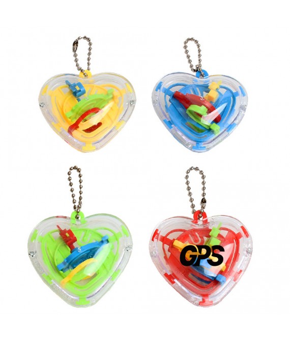 2 3/8 " Heart Shape Keychain With 3D Puzzle Toy