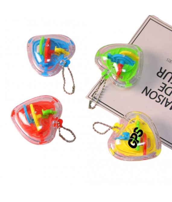 2 3/8 " Heart Shape Keychain With 3D Puzzle Toy