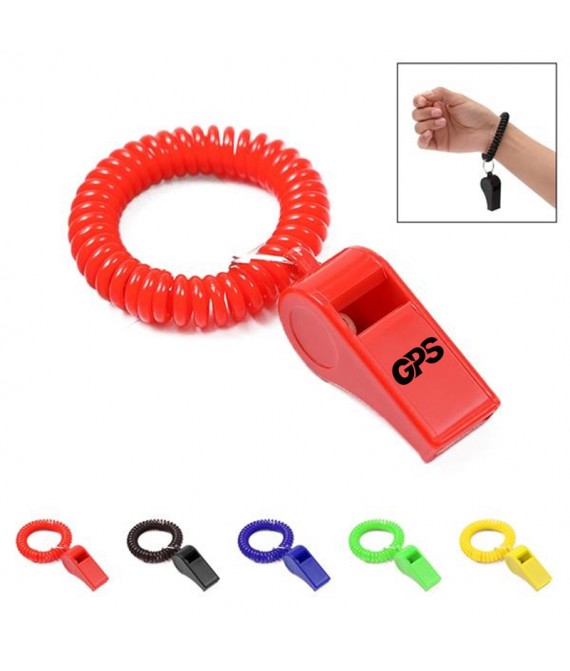 2 1/8 " Colorful Whistle With Spiral Bracelet