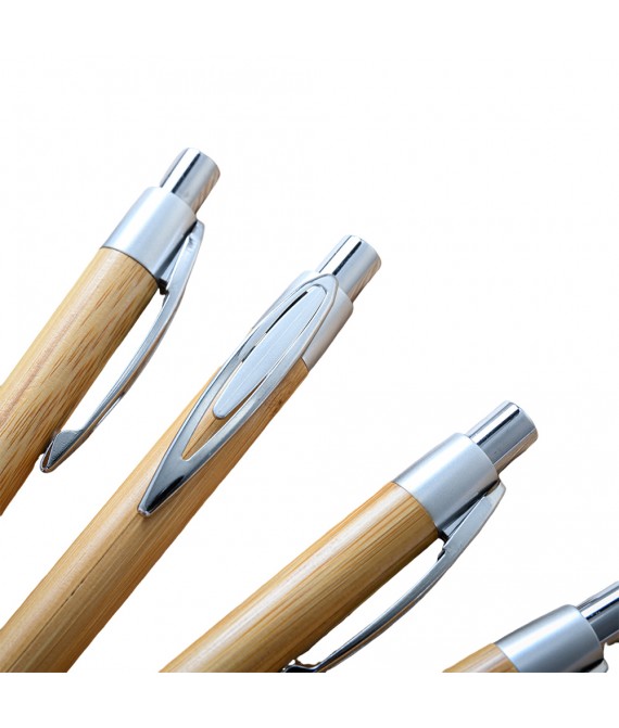 5 3/8 " Bamboo press ballpoint pen