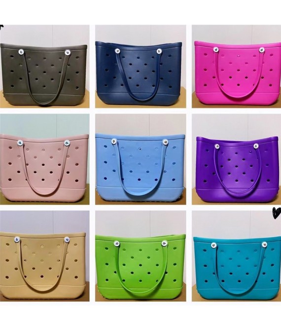 15" EVA Beach Mesh Basket Hole Tote Bag