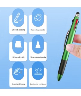 5 3/8" x 1/2" Tri Color Touch Ballpoint Pen