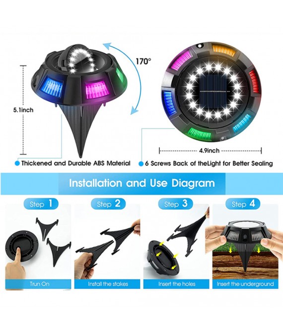 Round Solar Outdoor Garden Decorative Ground Light