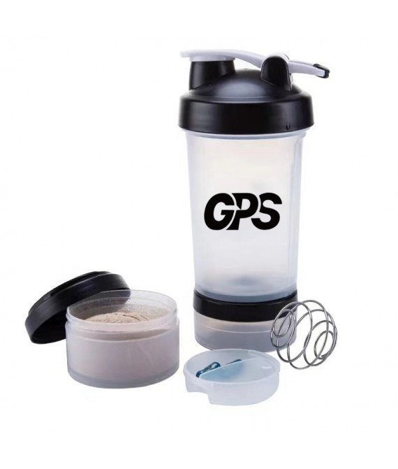 450ml plastic shaker bottle with SS shaker ball and storage for protein powder