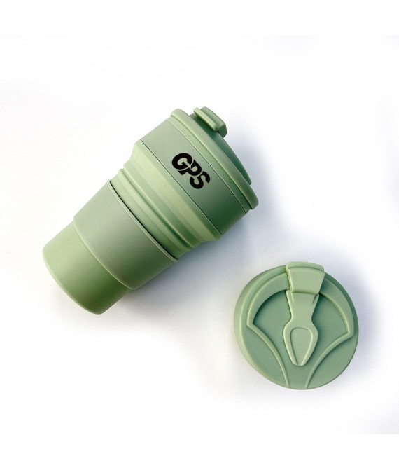 500ml Reusable Silicone Collapsible Cups with Lid for Camping