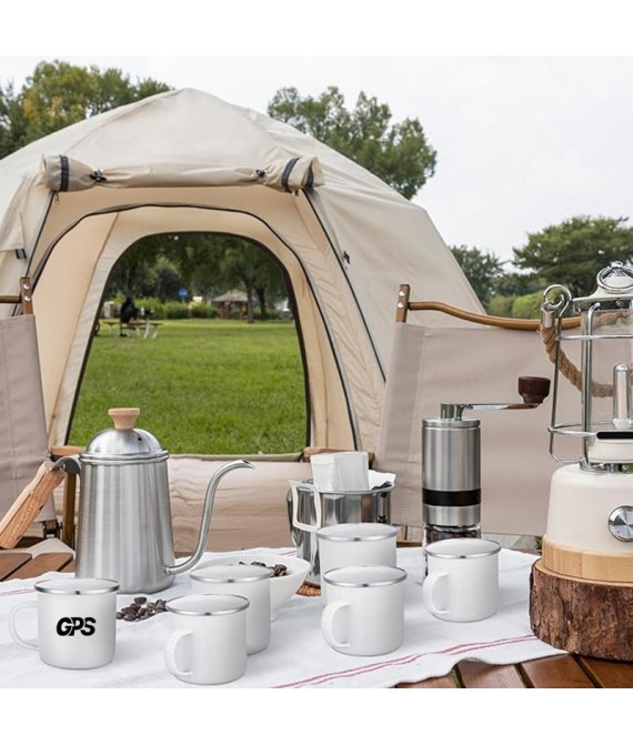 12OZ enaml mug with stainless steel rim