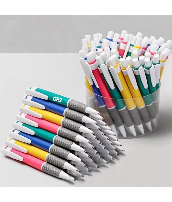 Plastic ballpoint pen press type with custom logo