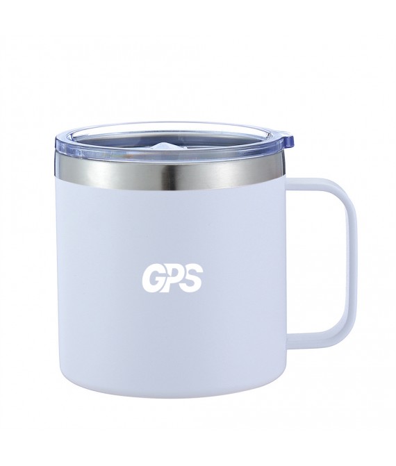 12oz Powder-Coated Stainless Steel Insulated Travel Mug with Handle