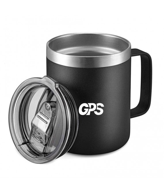 12oz Powder-Coated Stainless Steel Insulated Travel Mug with Handle